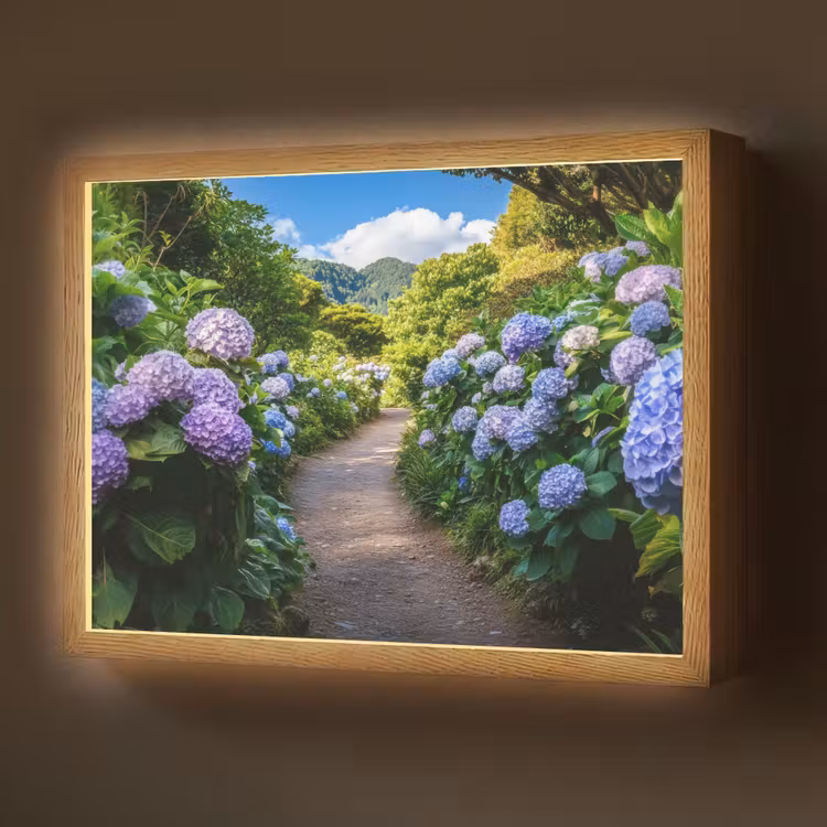 Hortsensia - Pad - Bloemen Light Box met batterij (Wandlamp) middel -z3d_website