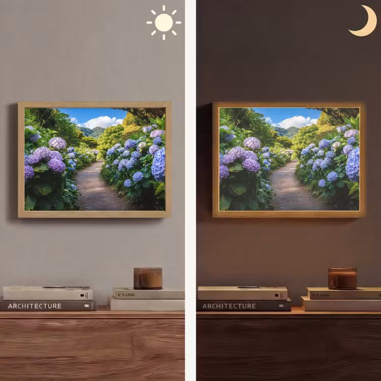 Hortsensia - Pad - Bloemen Light Box met batterij (Wandlamp) middel -sfeer3
