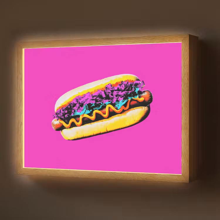 Hotdog - Roze - Retro Light Box met batterij (Wandlamp) middel -z3d_website