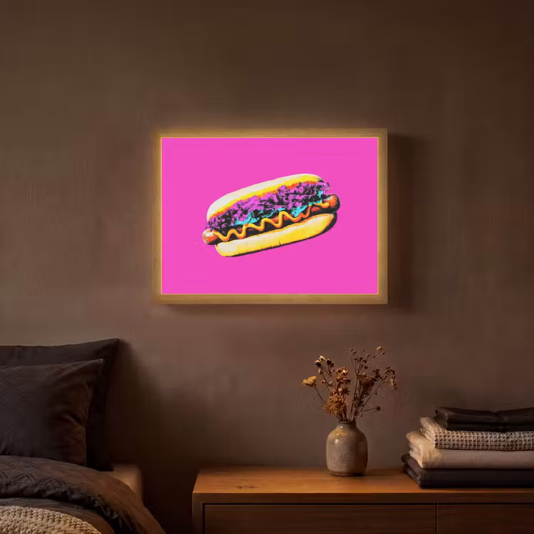 Hotdog - Roze - Retro Light Box met batterij (Wandlamp) middel -sfeer4