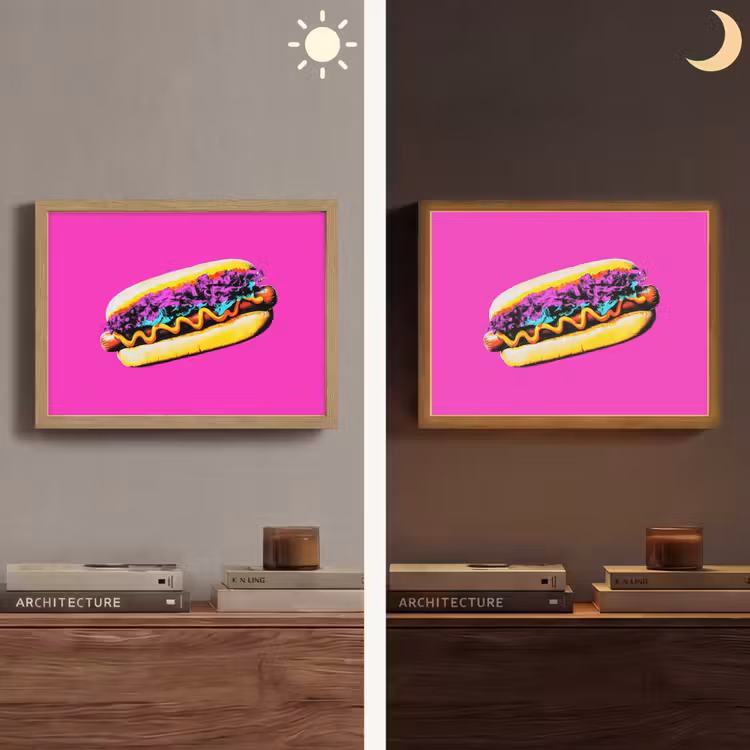 Hotdog - Roze - Retro Light Box met batterij (Wandlamp) middel -sfeer3