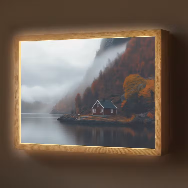 Huis - Rood - Bergen - Water Light Box met batterij (Wandlamp) middel -z3d_website