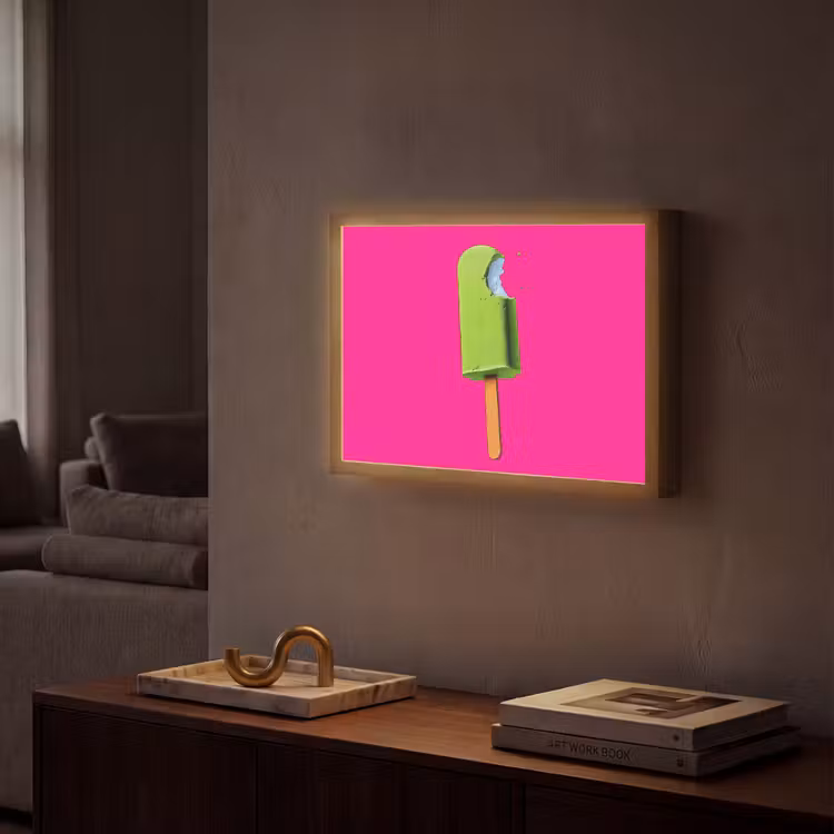 Ijsje - Stokje - Minimalistisch - Groen Light Box met batterij (Wandlamp) middel -sfeer1