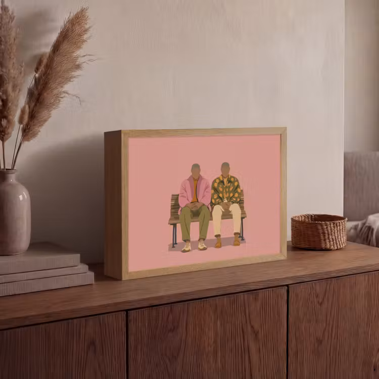 Illustratie - Bankje - Personen - Minimalistisch Light Box met batterij (Wandlamp) middel -sfeer2