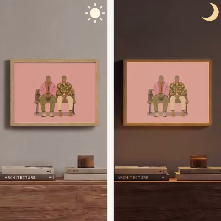 Illustratie - Bankje - Personen - Minimalistisch Light Box met batterij (Wandlamp) middel -sfeer3