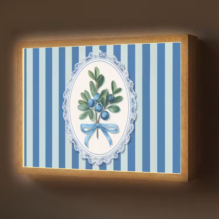 Illustratie - Bessen - Blauw - Strepen Light Box met batterij (Wandlamp) middel -z3d_website