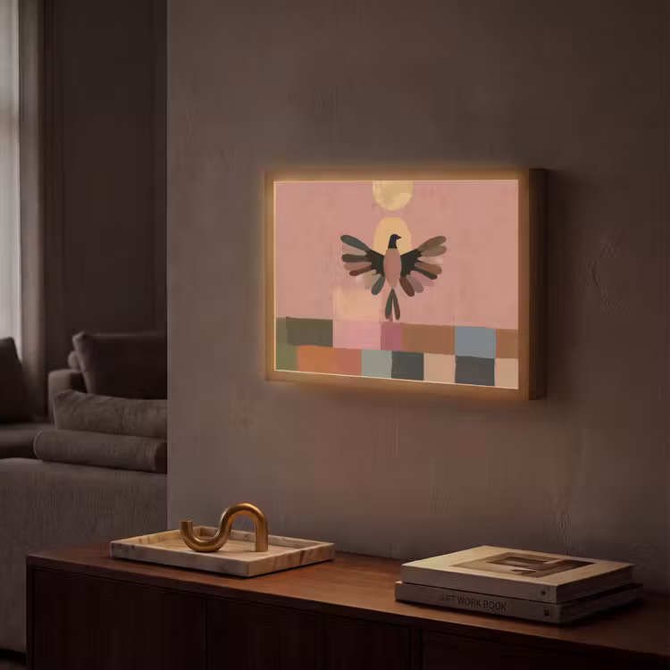 Illustratie - Vogel - Vlakken - Kleurrijk Light Box met batterij (Wandlamp) middel -sfeer1