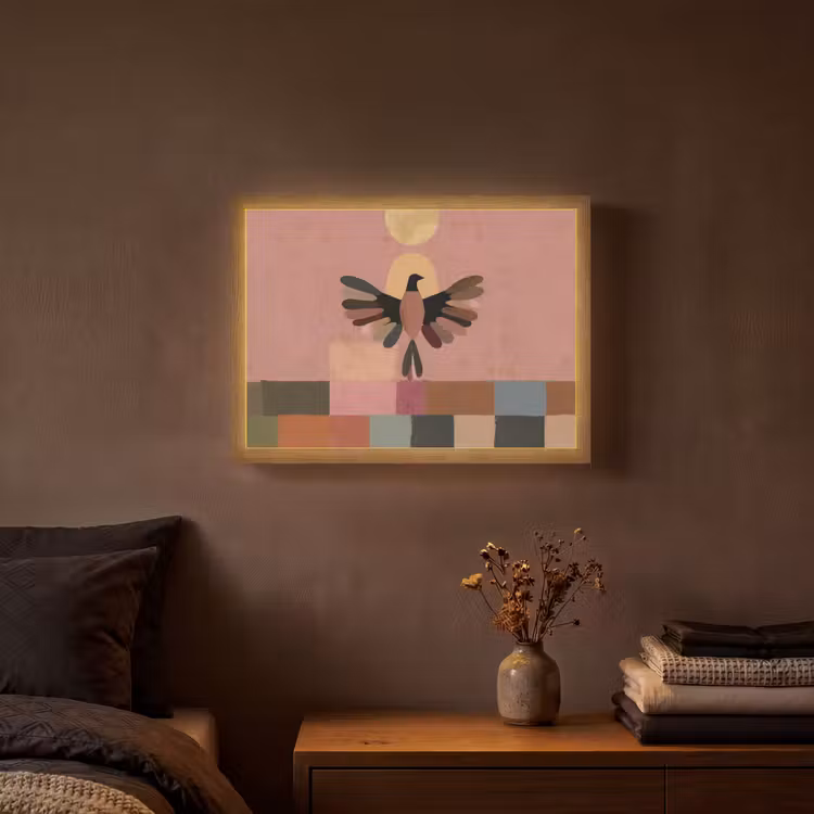 Illustratie - Vogel - Vlakken - Kleurrijk Light Box met batterij (Wandlamp) middel -sfeer4