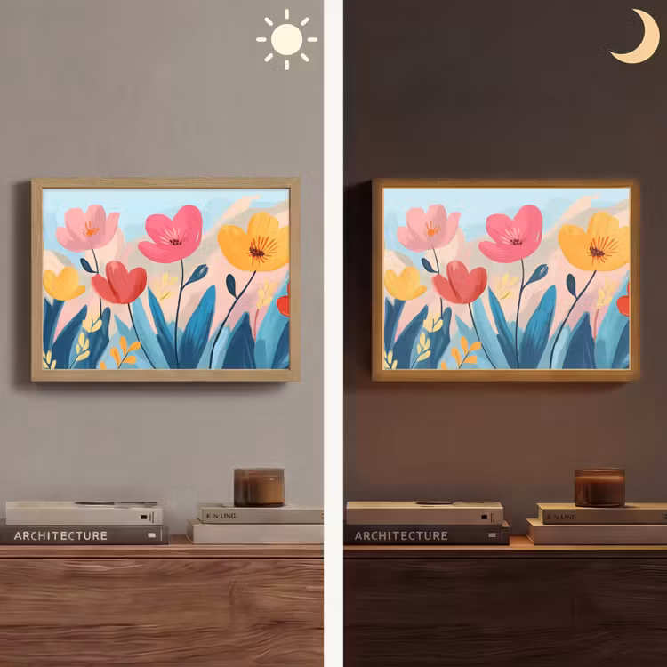 Illustratie - Bloemen - Kleurrijk Light Box met batterij (Wandlamp) middel -sfeer3