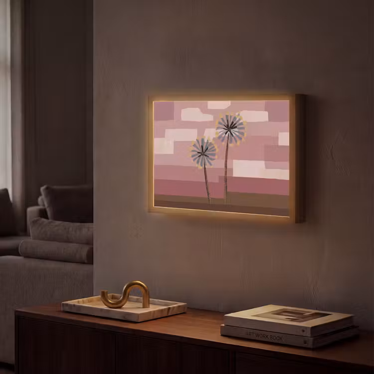 Illustratie - Bloemen - Vlakken - Abstract Light Box met batterij (Wandlamp) middel -sfeer1