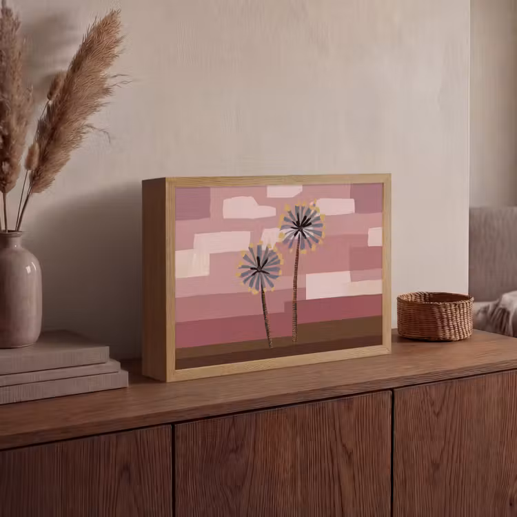 Illustratie - Bloemen - Vlakken - Abstract Light Box met batterij (Wandlamp) middel -sfeer2