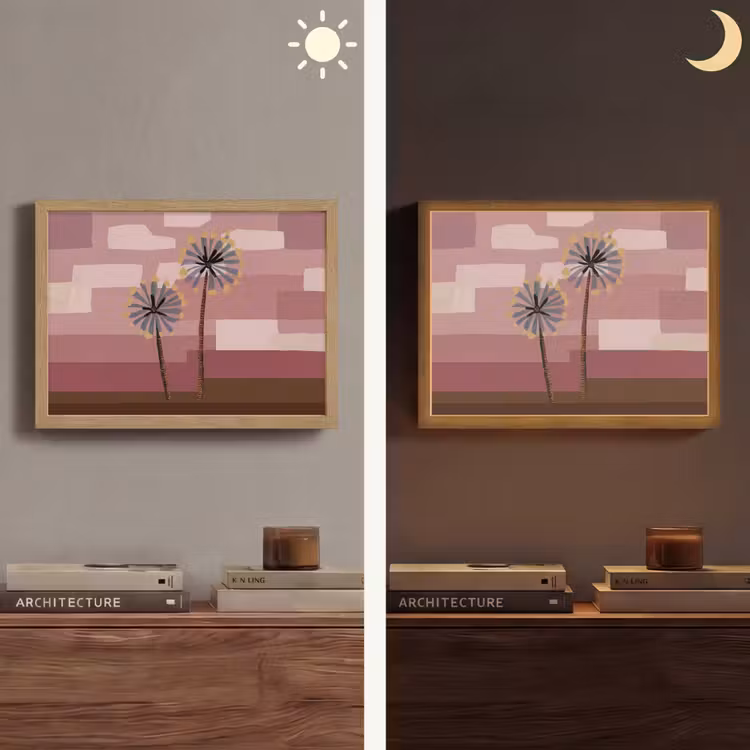 Illustratie - Bloemen - Vlakken - Abstract Light Box met batterij (Wandlamp) middel -sfeer3
