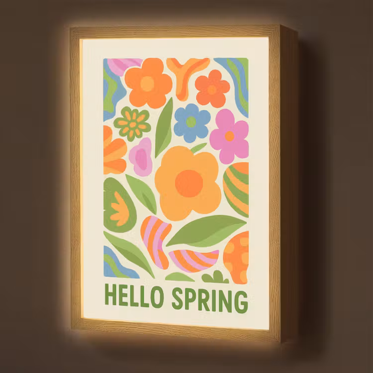 Illustratie - Bloemen - Quote - Kleurrijk Light Box met batterij (Wandlamp) middel -z3d_website