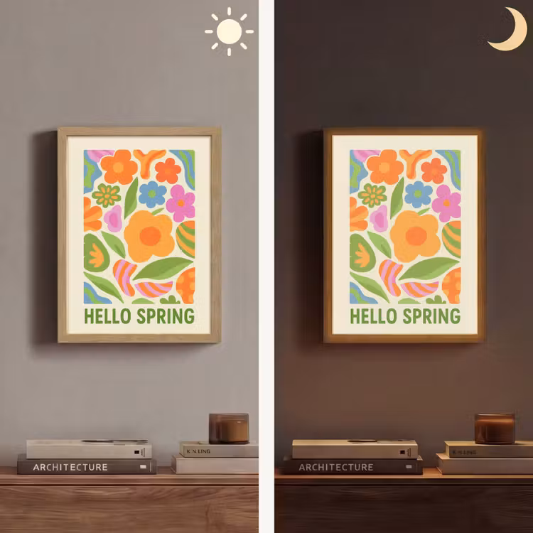 Illustratie - Bloemen - Quote - Kleurrijk Light Box met batterij (Wandlamp) middel -sfeer3