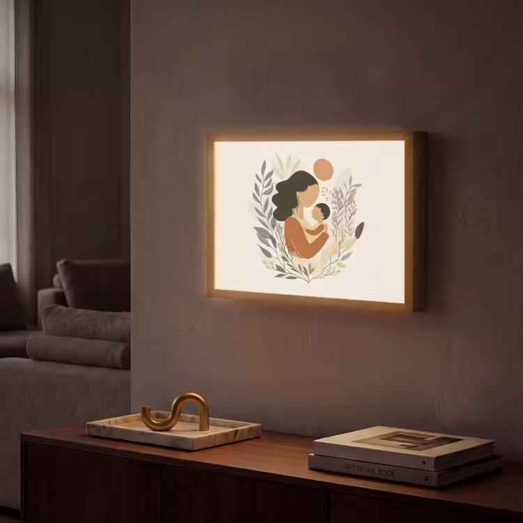 Illustratie - Moeder - Kind - Liefdevol Light Box met batterij (Wandlamp) middel -sfeer1