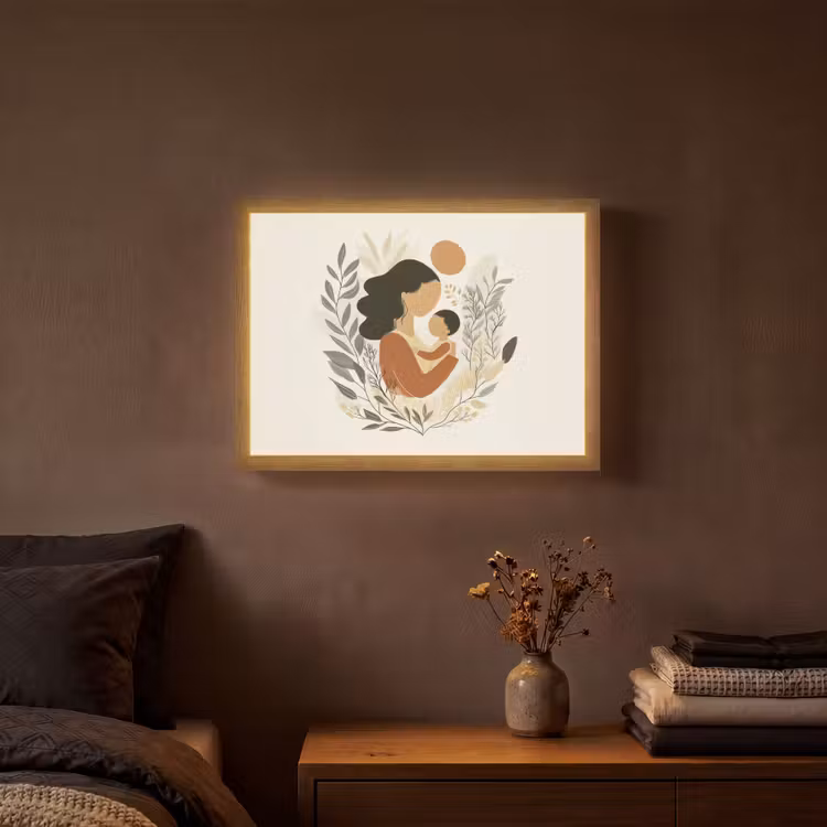 Illustratie - Moeder - Kind - Liefdevol Light Box met batterij (Wandlamp) middel -sfeer4