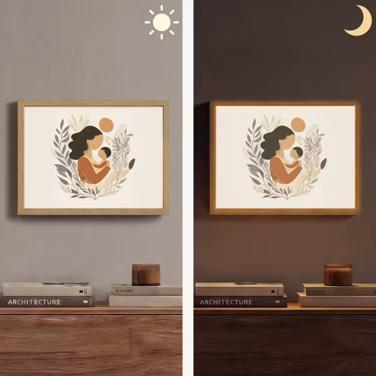 Illustratie - Moeder - Kind - Liefdevol Light Box met batterij (Wandlamp) middel -sfeer3