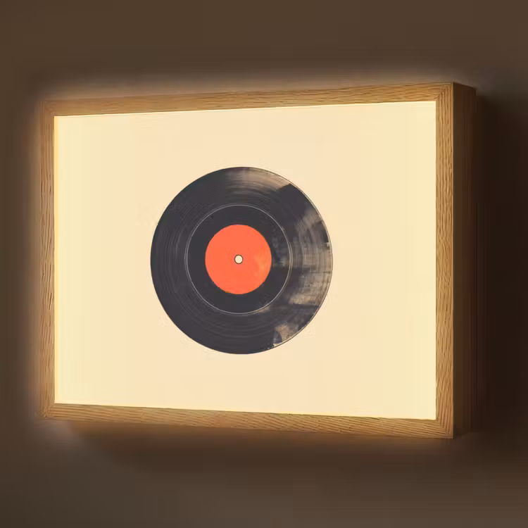 Illustratie - Vinylplaat - Beige - Vintage Light Box met batterij (Wandlamp) middel -z3d_website