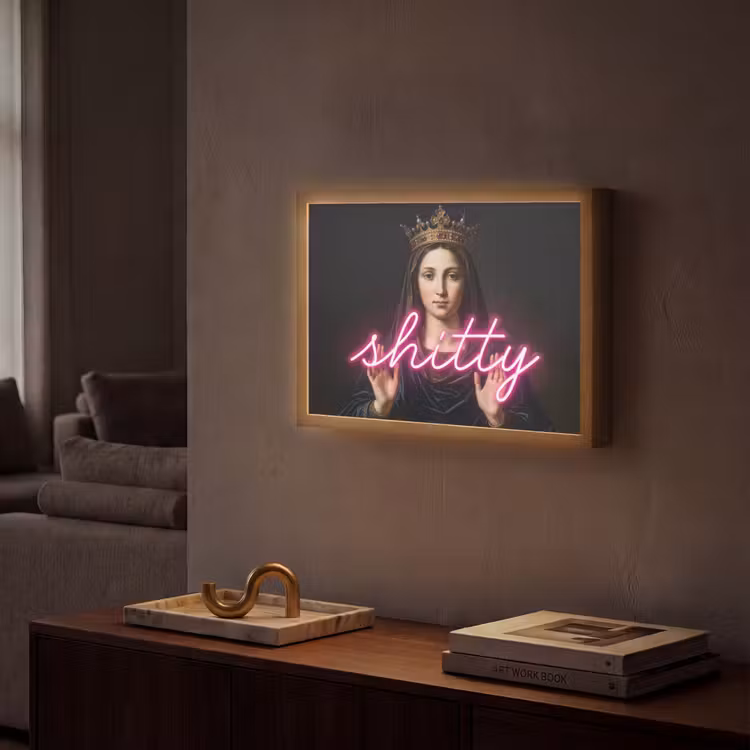 Ironisch - Tekst - Neon Light Box met batterij (Wandlamp) middel -sfeer1