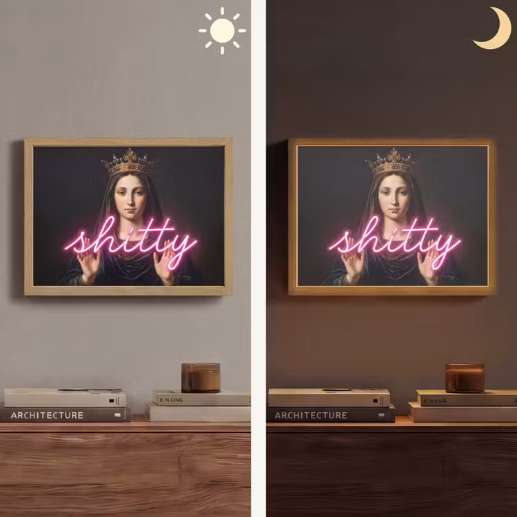 Ironisch - Tekst - Neon Light Box met batterij (Wandlamp) middel -sfeer3