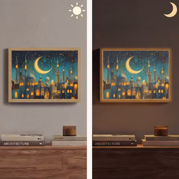 Islamitisch - Moskee - Ramadan - Islam Light Box met batterij (Wandlamp) middel -sfeer3