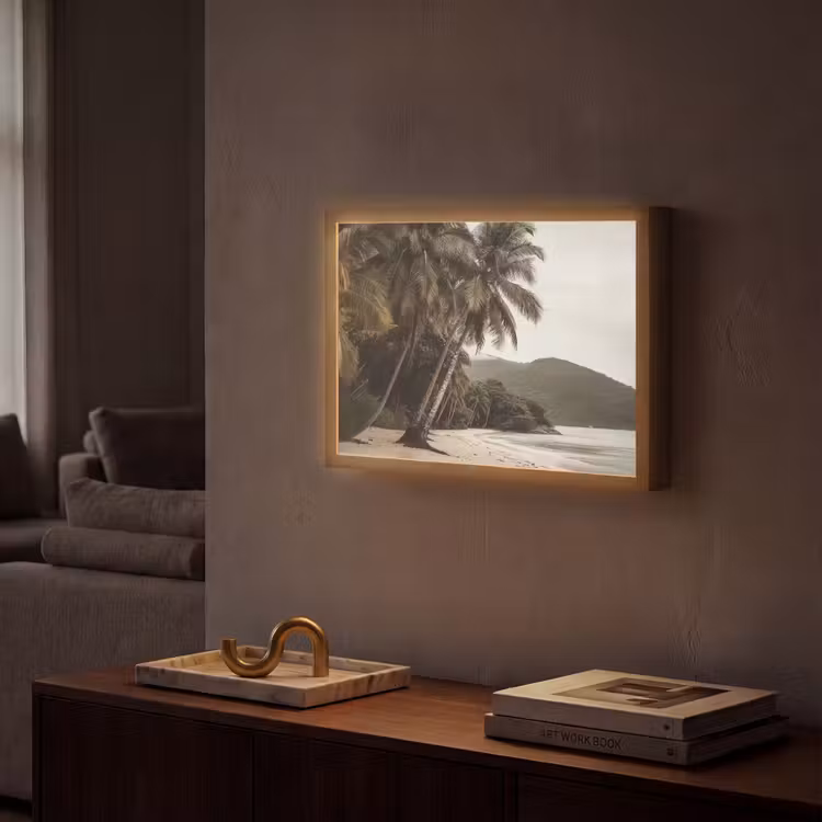 Eiland - Palmboom - Zee Light Box met batterij (Wandlamp) middel -sfeer1