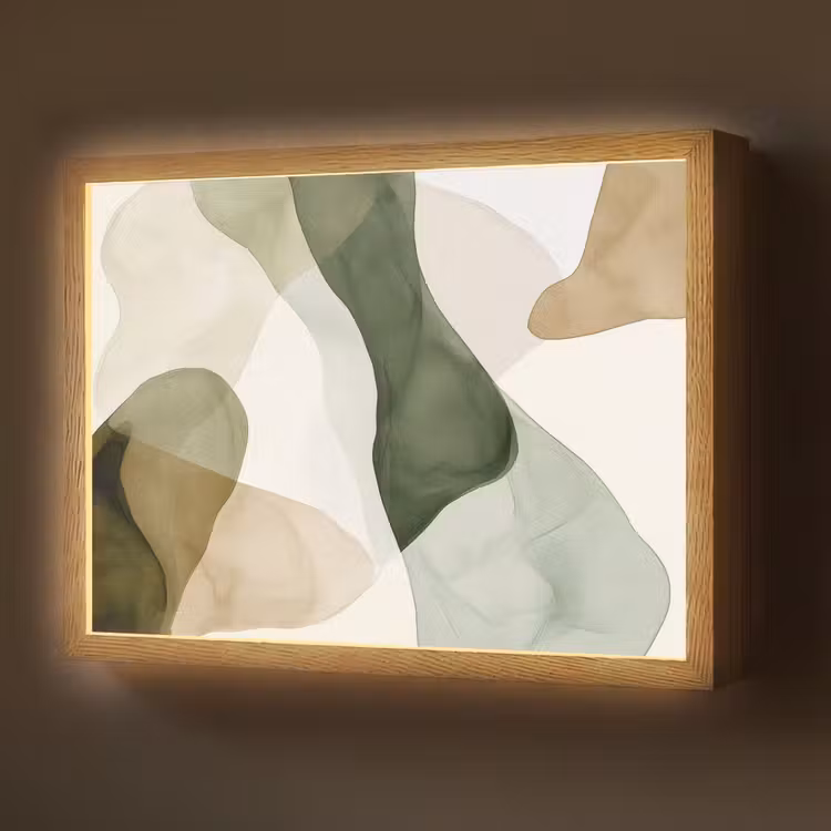 Japandi - Abstract - Groen Light Box met batterij (Wandlamp) middel -z3d_website