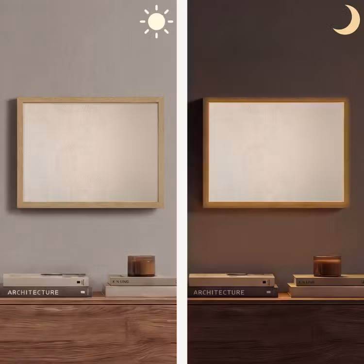 Japandi - Beige - Modern Light Box met batterij (Wandlamp) middel -sfeer3