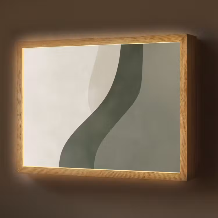 Japandi - Groen - Abstract - Modern Light Box met batterij (Wandlamp) middel -z3d_website