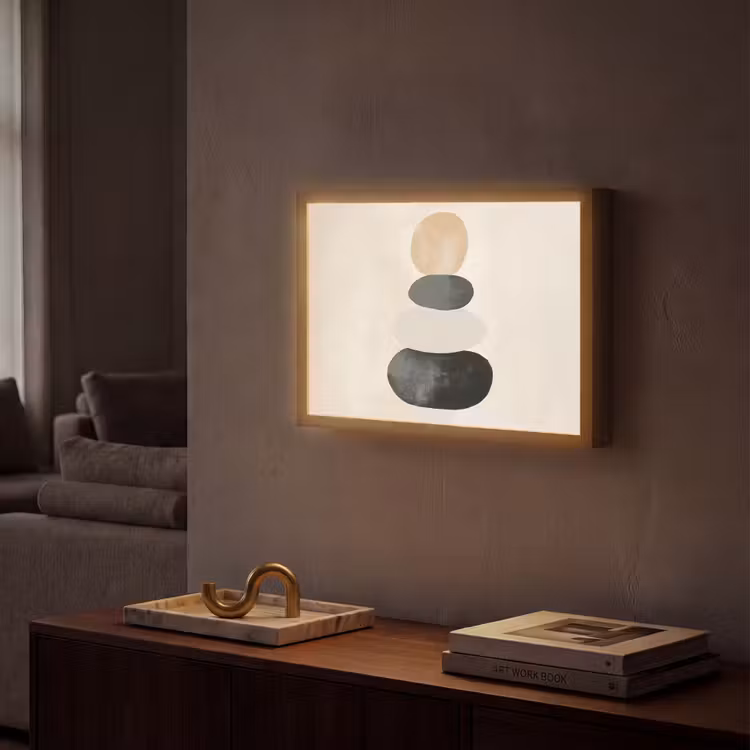 Japandi - Wabi sabi - Beige Light Box met batterij (Wandlamp) middel -sfeer1