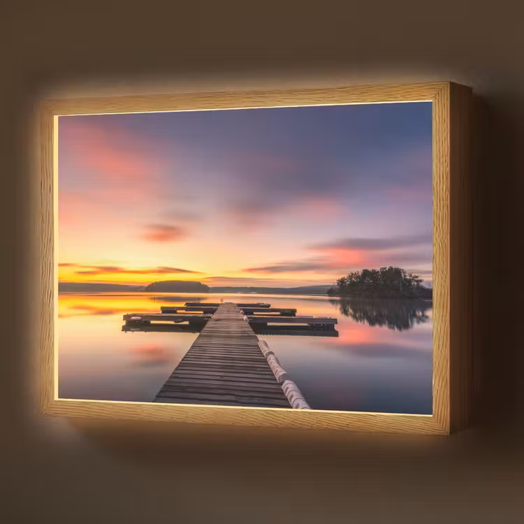Steiger - Zonsondergang - Water - Zee - Reflectie Light Box met batterij (Wandlamp) middel -z3d_website
