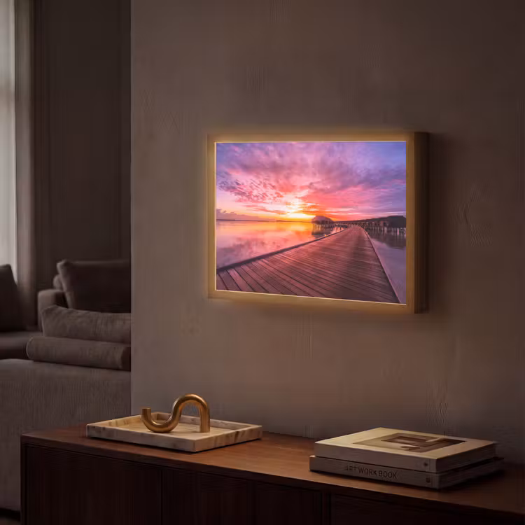Steiger - Water - Zon - Roze - Horizon Light Box met batterij (Wandlamp) middel -sfeer1