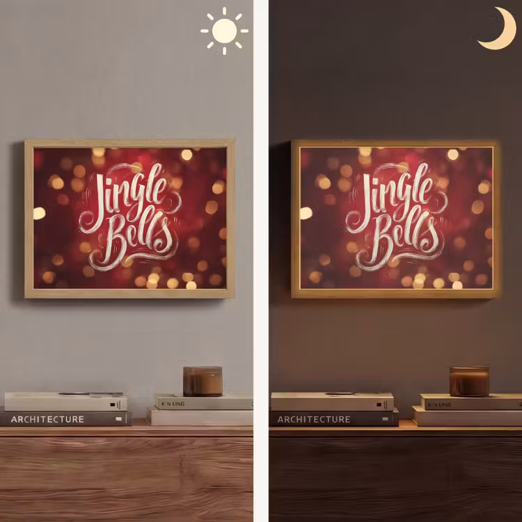 Jingle - Bells - Kerst - Rood Light Box met batterij (Wandlamp) middel -sfeer3