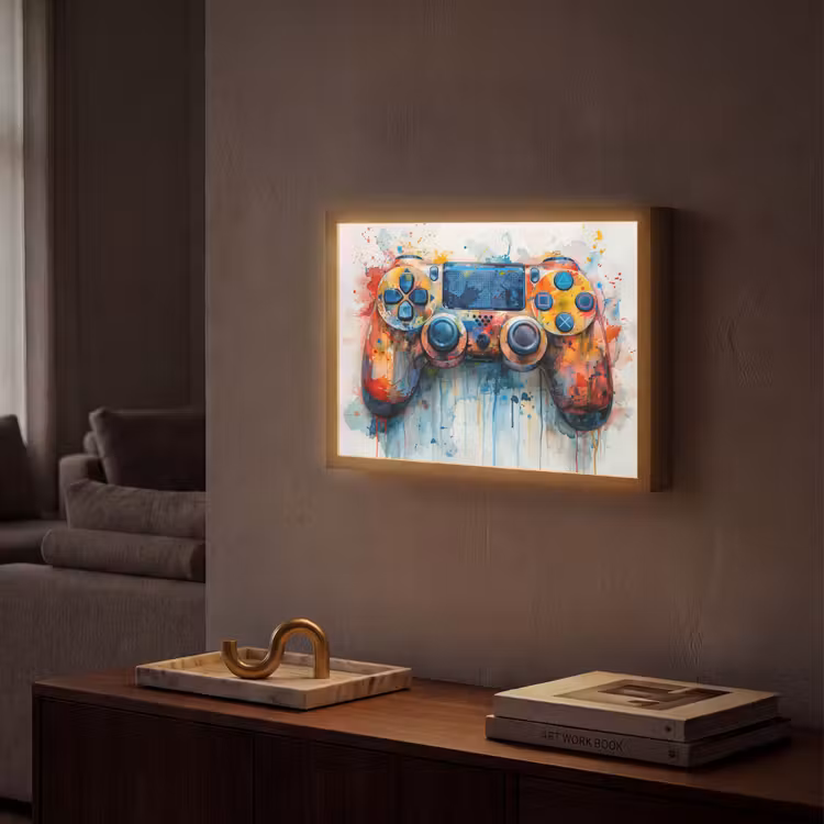 Kinder- en tiener kamer - Gaming - Game controller Light Box met batterij (Wandlamp) middel -sfeer1