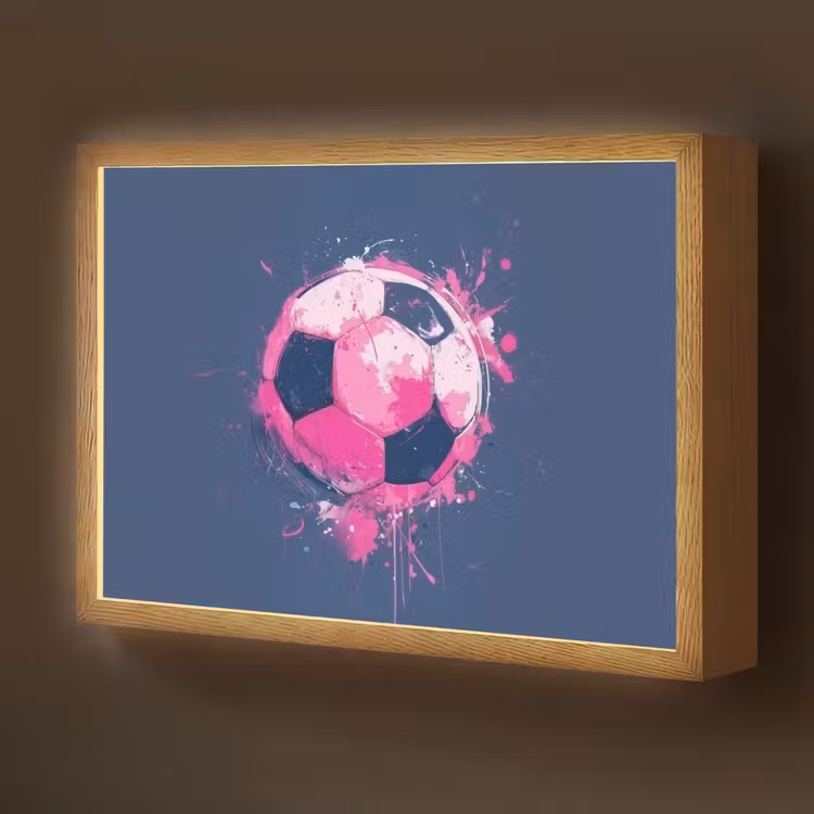 Abstract - Voetbal - Spatten - Roze Light Box met batterij (Wandlamp kind) middel -z3d_website