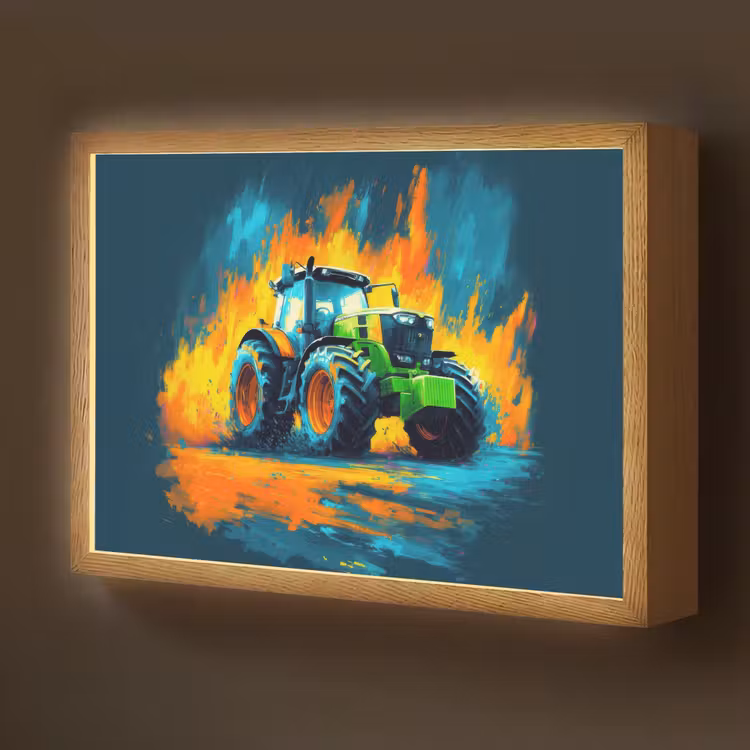 Abstract - Tractor - Groen Light Box met batterij (Wandlamp kind) middel -z3d_website