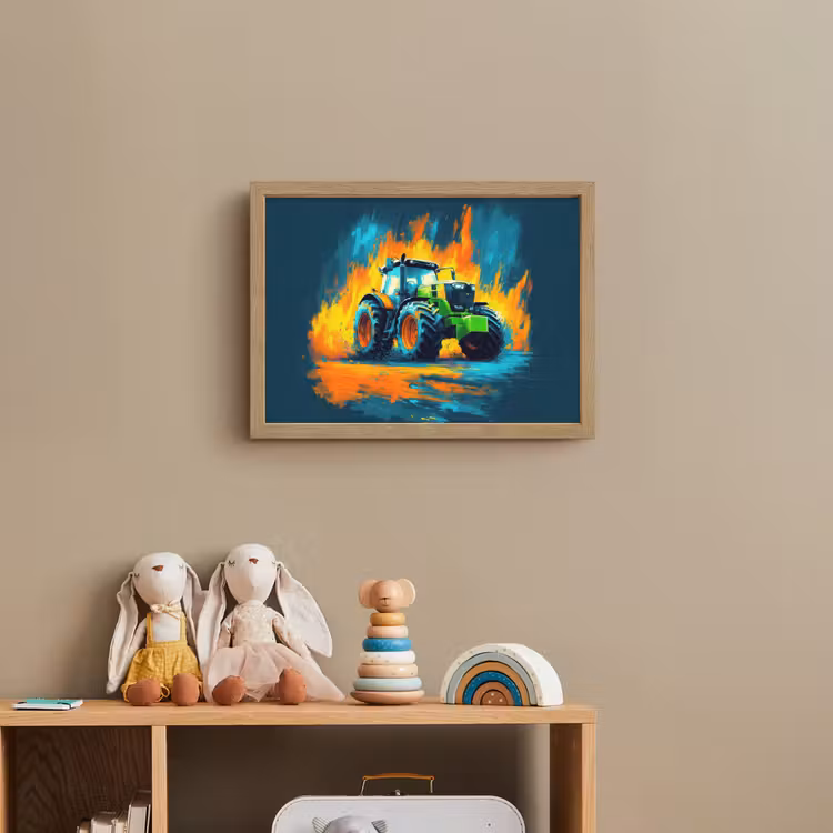 Abstract - Tractor - Groen Light Box met batterij (Wandlamp kind) middel -sfeer2_kind