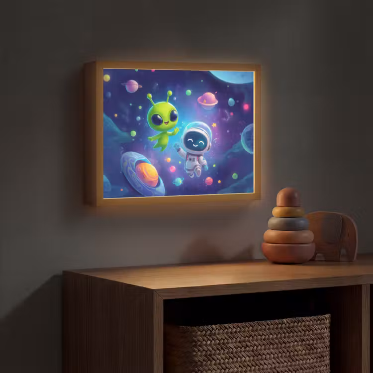 Alien - Astronaut - Ruimte - Planeten Light Box met batterij (Wandlamp kind) middel -sfeer5_kind