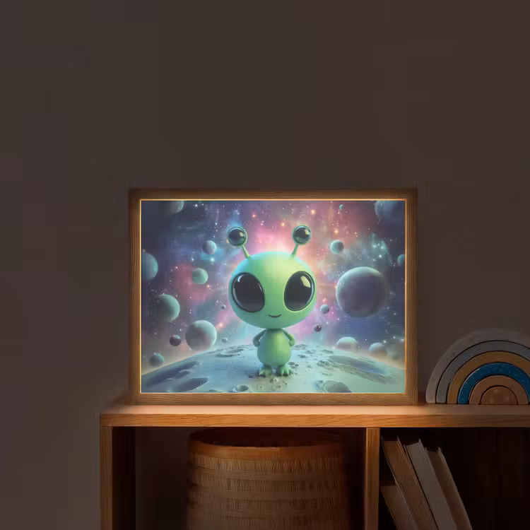 Alien - Groen - Planeten - Ruimte Light Box met batterij (Wandlamp kind) middel -sfeer1_kind