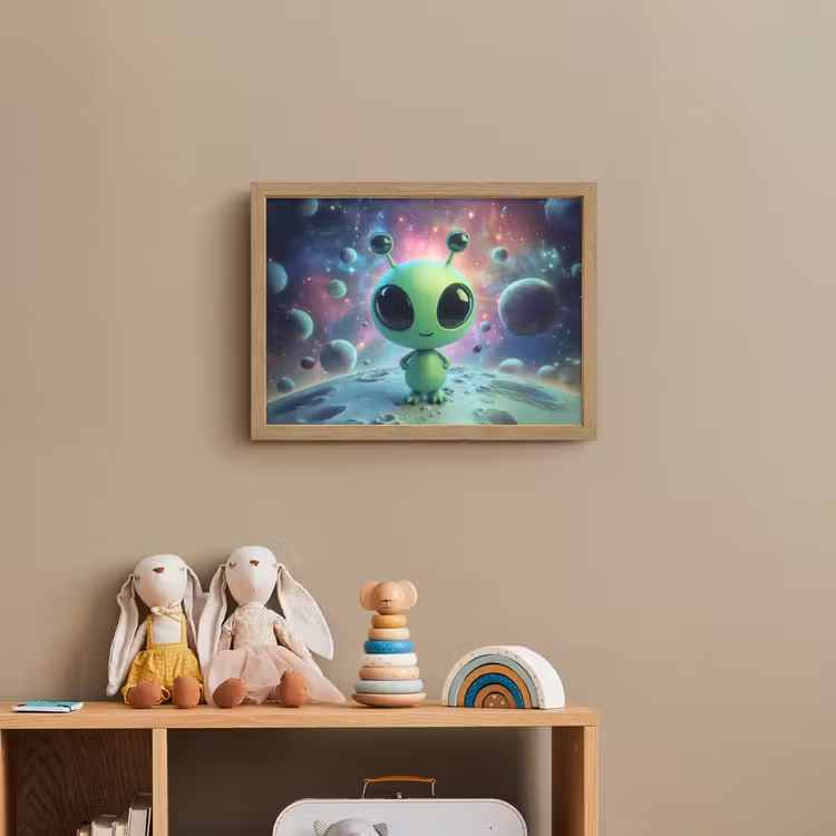 Alien - Groen - Planeten - Ruimte Light Box met batterij (Wandlamp kind) middel -sfeer2_kind