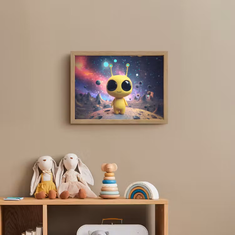 Alien - Ruimte - Geel - Planeten Light Box met batterij (Wandlamp kind) middel -sfeer2_kind