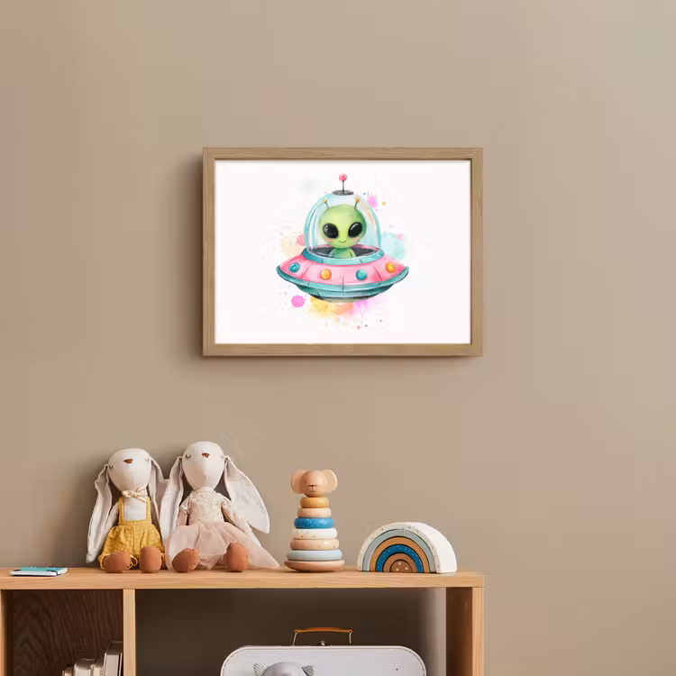 Alien - Ufo - Kleurrijk Light Box met batterij (Wandlamp kind) middel -sfeer2_kind