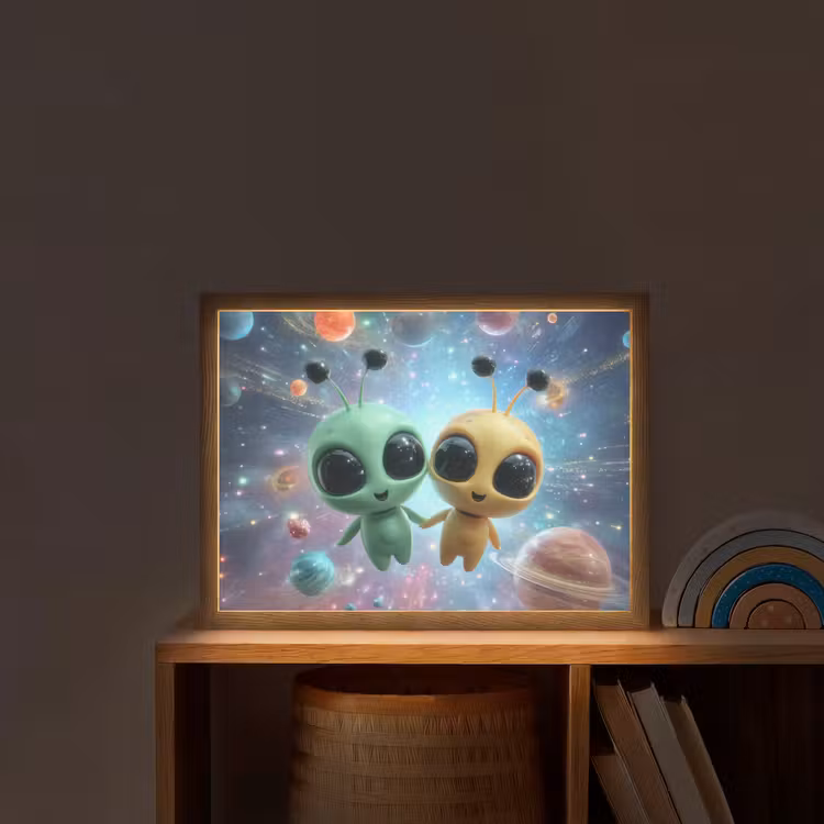 Aliens - Ruimte - Planeten Light Box met batterij (Wandlamp kind) middel -sfeer1_kind