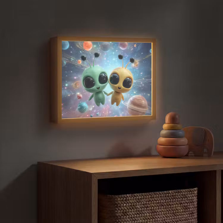Aliens - Ruimte - Planeten Light Box met batterij (Wandlamp kind) middel -sfeer5_kind