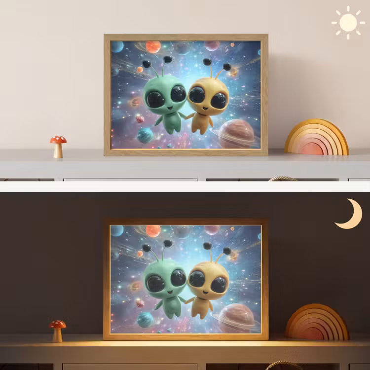 Aliens - Ruimte - Planeten Light Box met batterij (Wandlamp kind) middel -sfeer3_kind