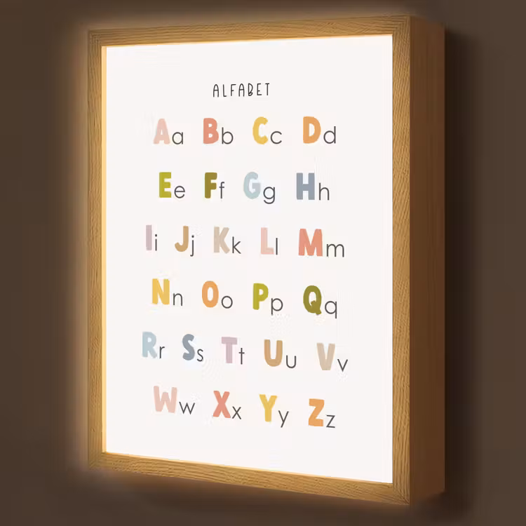 Alfabet - Educatief - Kleuren - Letters leren voor kinderen Light Box met batterij (Wandlamp kind) middel -z3d_website