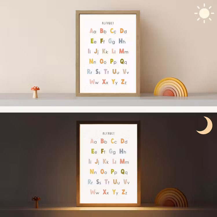 Alfabet - Educatief - Kleuren - Letters leren voor kinderen Light Box met batterij (Wandlamp kind) middel -sfeer3_kind
