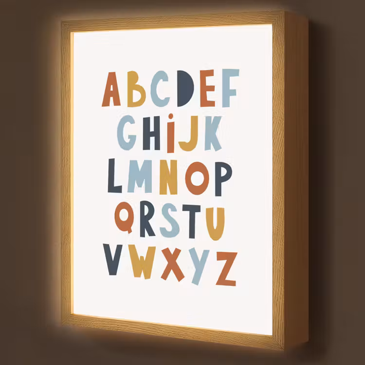 Alfabet - Educatief - Letters leren voor kinderen - Kleuren Light Box met batterij (Wandlamp kind) middel -z3d_website
