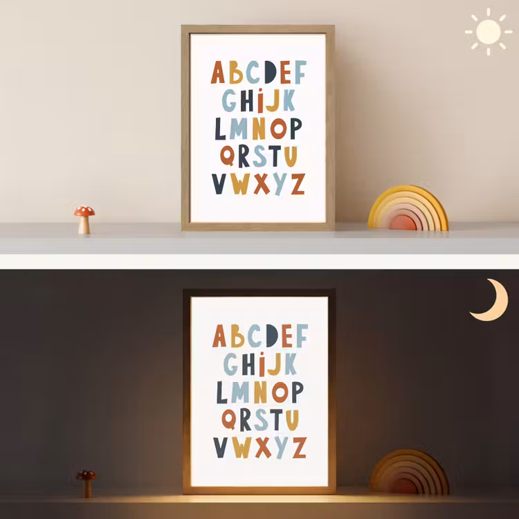 Alfabet - Educatief - Letters leren voor kinderen - Kleuren Light Box met batterij (Wandlamp kind) middel -sfeer3_kind