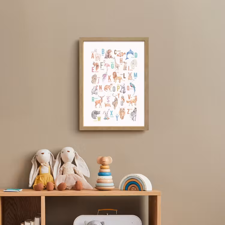 Alfabet - Educatief - Letters leren voor kinderen - Wilde dieren - Kleurrijk Light Box met batterij (Wandlamp kind) middel -sfeer2_kind